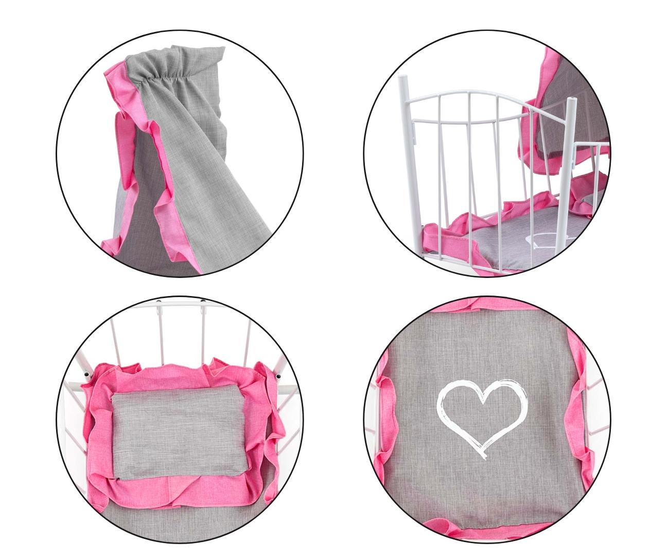 Milly Mally Łóżeczko-Kołyska dla lalek Lily z baldachimem Prestige Pink — zdjęcie 6