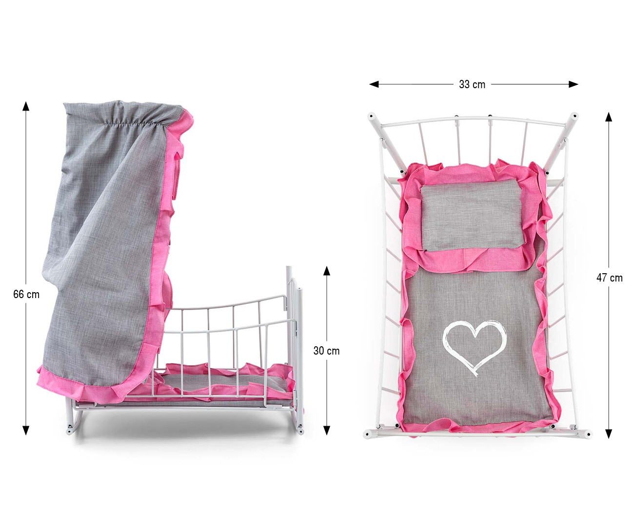 Milly Mally Łóżeczko-Kołyska dla lalek Lily z baldachimem Prestige Pink — zdjęcie 7