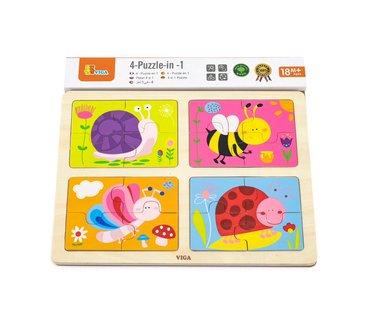 Viga 50189 Puzzle na podkładce 4w1 - owady — zdjęcie 3