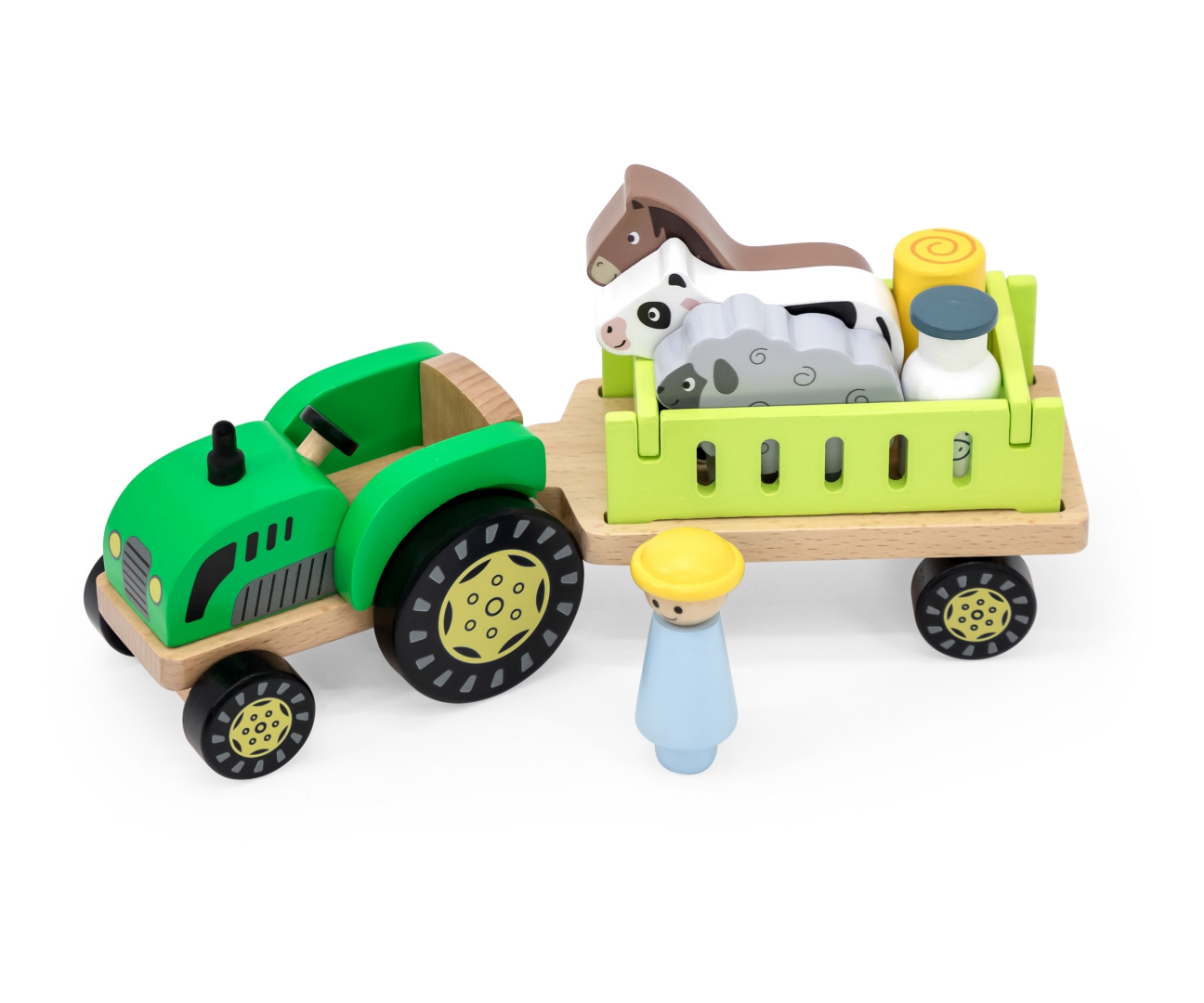 Viga 44680 Drewniany traktor z przyczepką i zwierzętami — zdjęcie 2