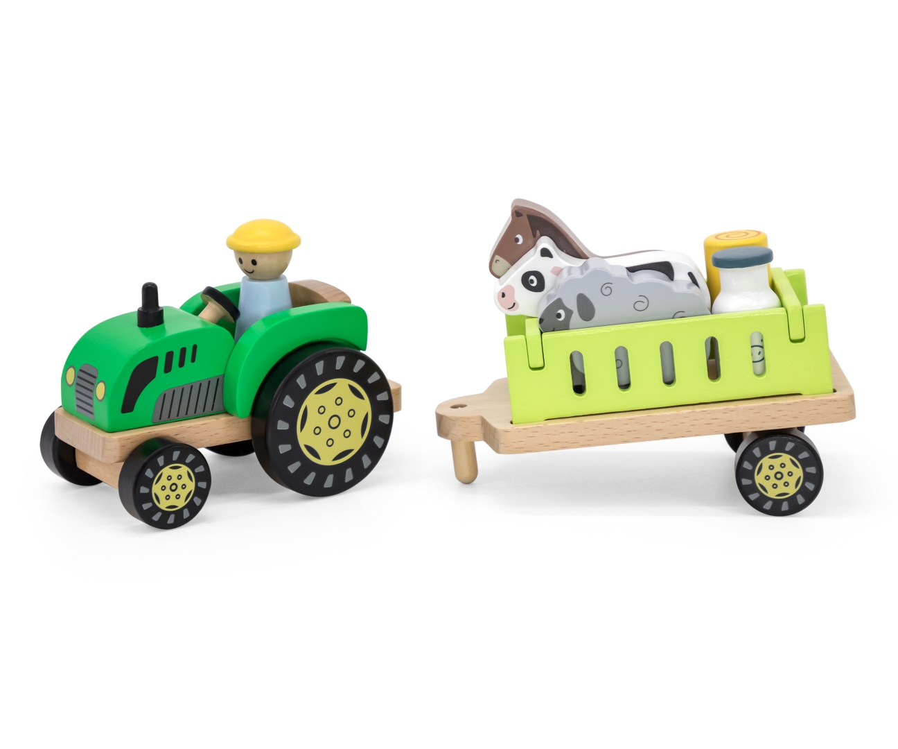 Viga 44680 Drewniany traktor z przyczepką i zwierzętami — zdjęcie 3