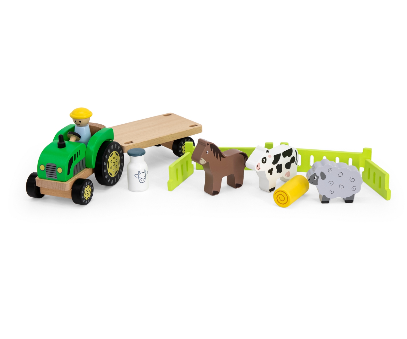 Viga 44680 Drewniany traktor z przyczepką i zwierzętami — zdjęcie 4