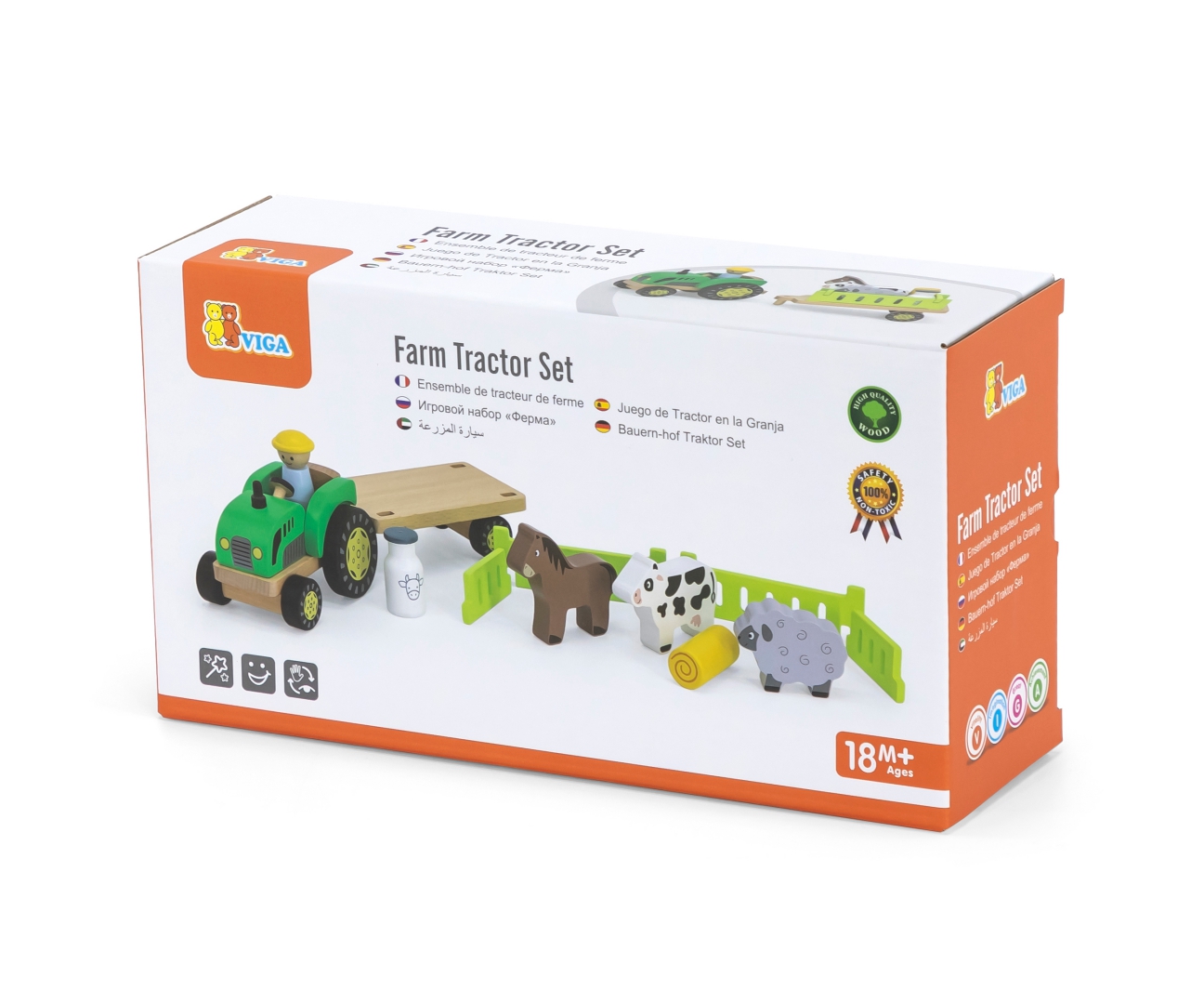 Viga 44680 Drewniany traktor z przyczepką i zwierzętami — zdjęcie 6