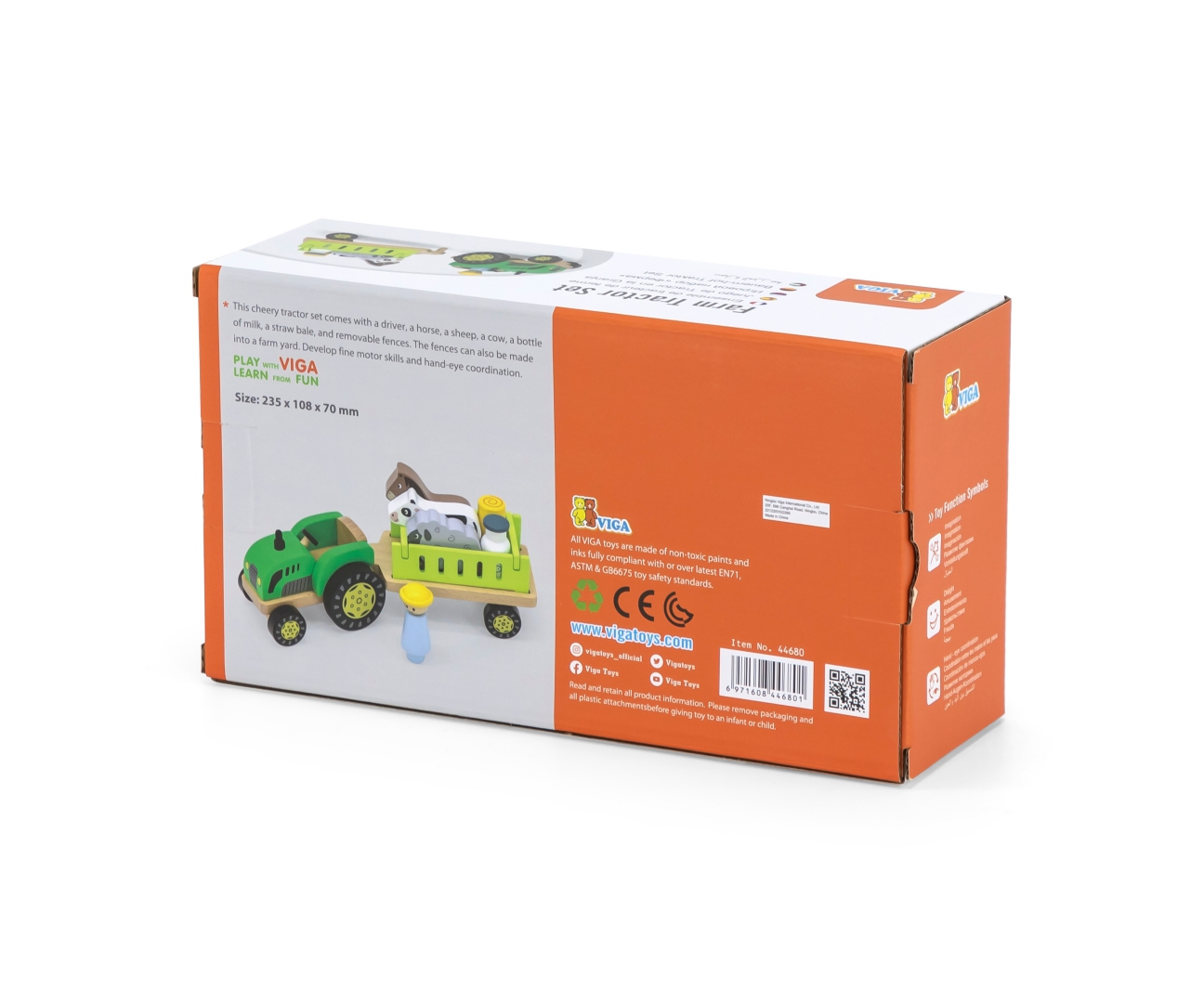 Viga 44680 Drewniany traktor z przyczepką i zwierzętami — zdjęcie 7