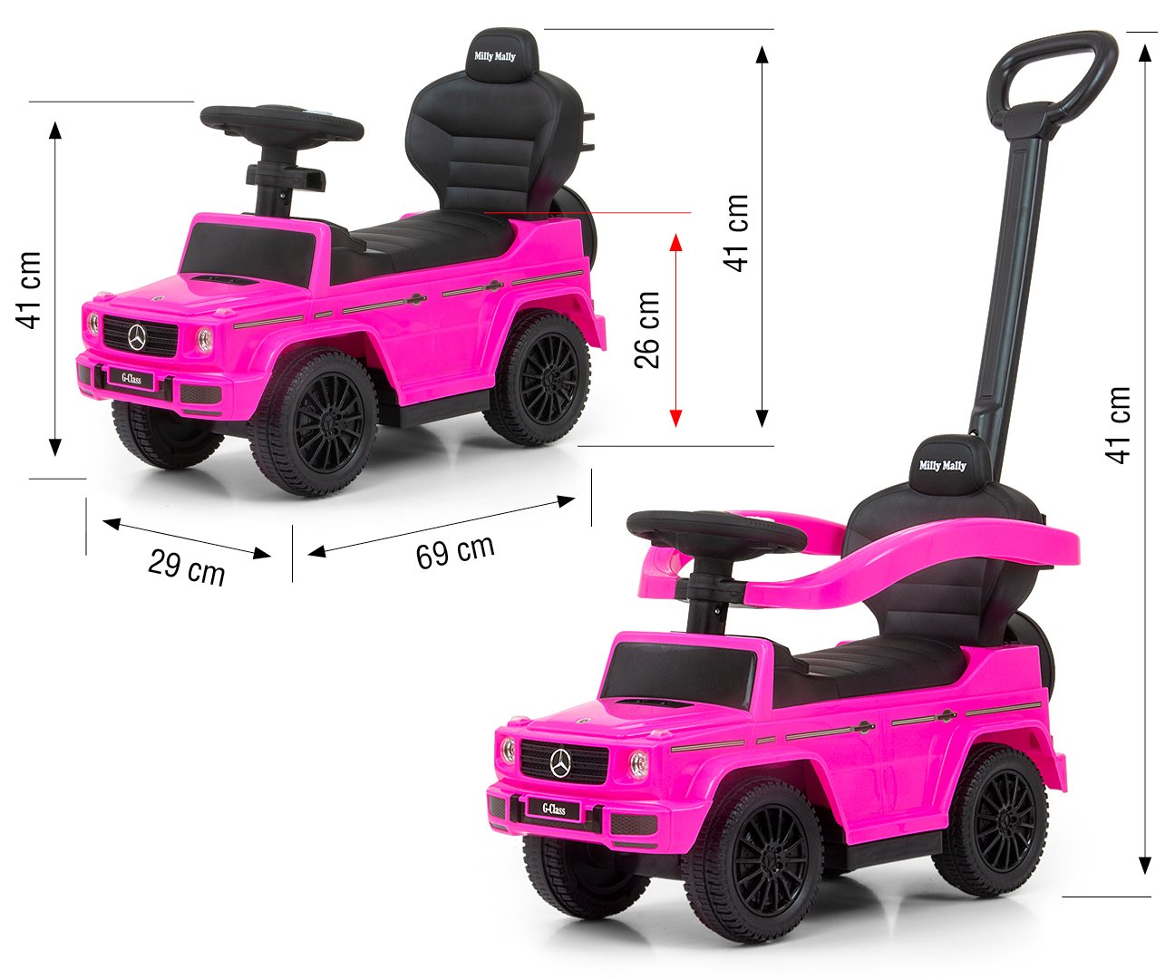 Milly Mally Pojazd z rączką MERCEDES G350d Pink — zdjęcie 3
