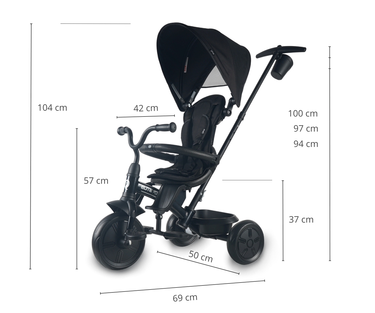 Qplay Rowerek Trójkołowy Elite Platinum Black — zdjęcie 8