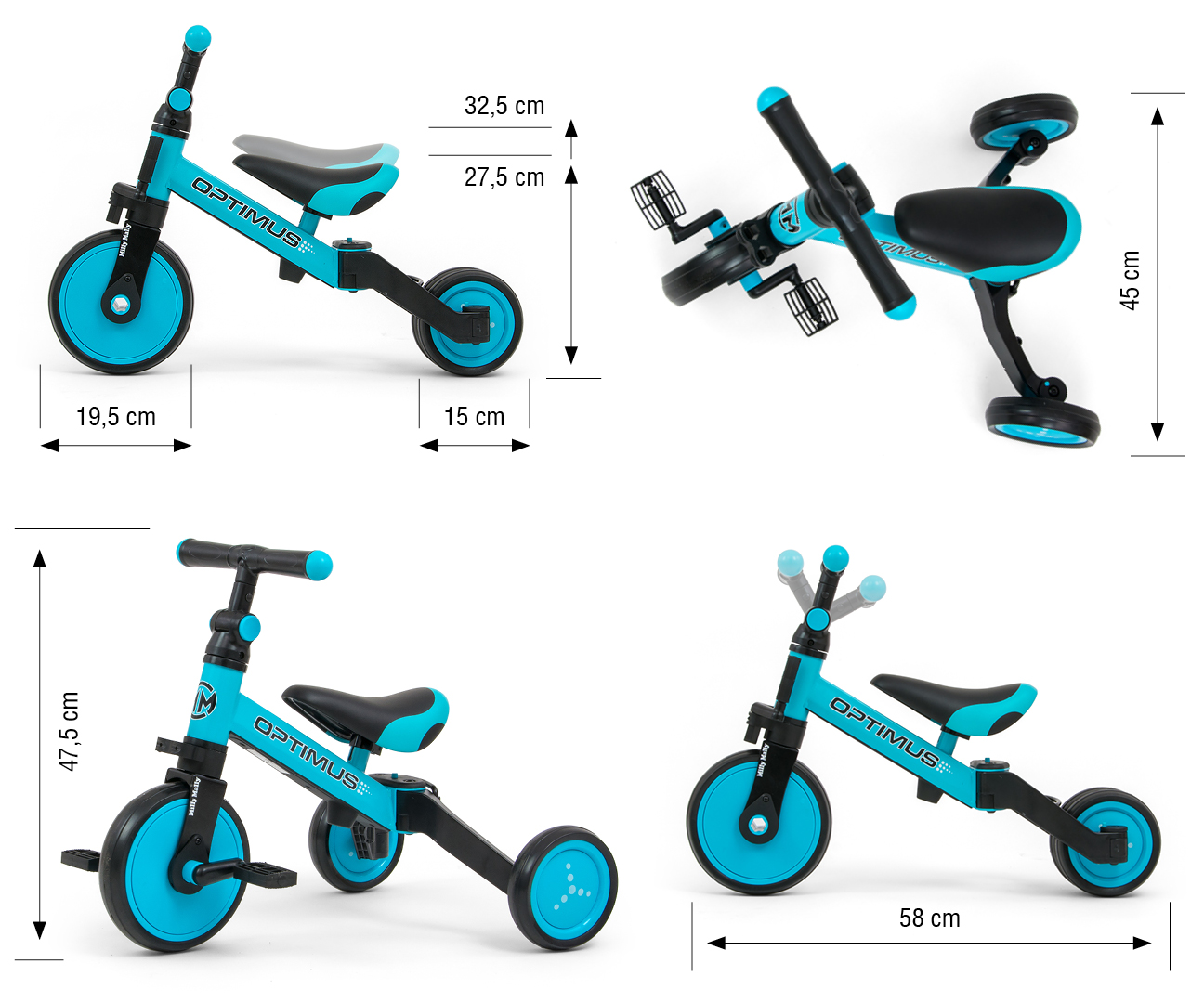Milly Mally Rowerek 3w1 Optimus Blue — zdjęcie 6