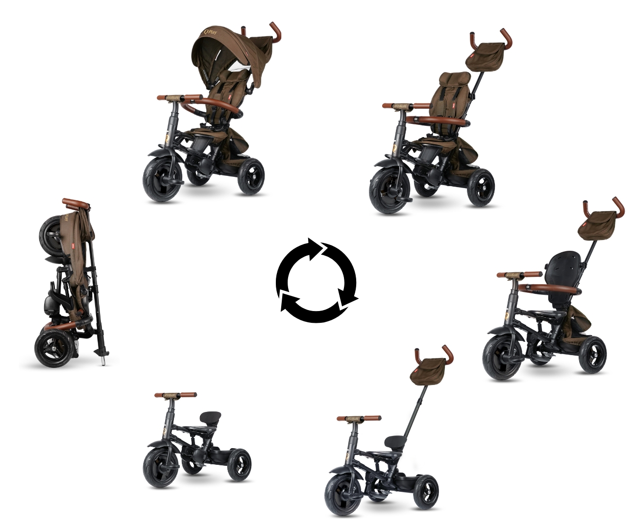 Qplay Rowerek Trójkołowy Rito Deluxe Rubber Brown — zdjęcie 7