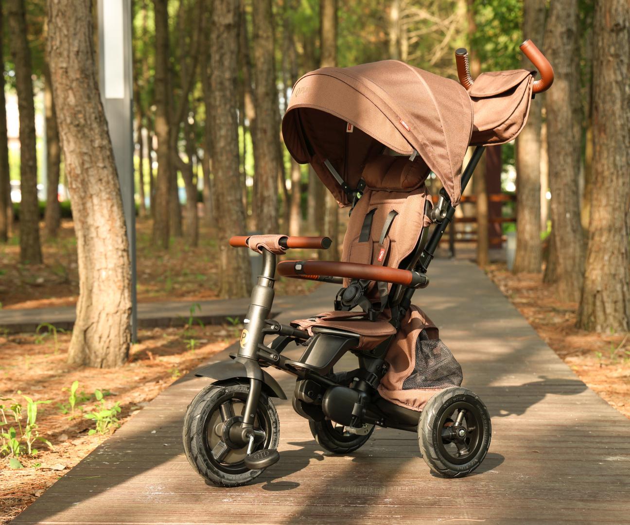Qplay Rowerek Trójkołowy Rito Deluxe Rubber Brown — zdjęcie 11