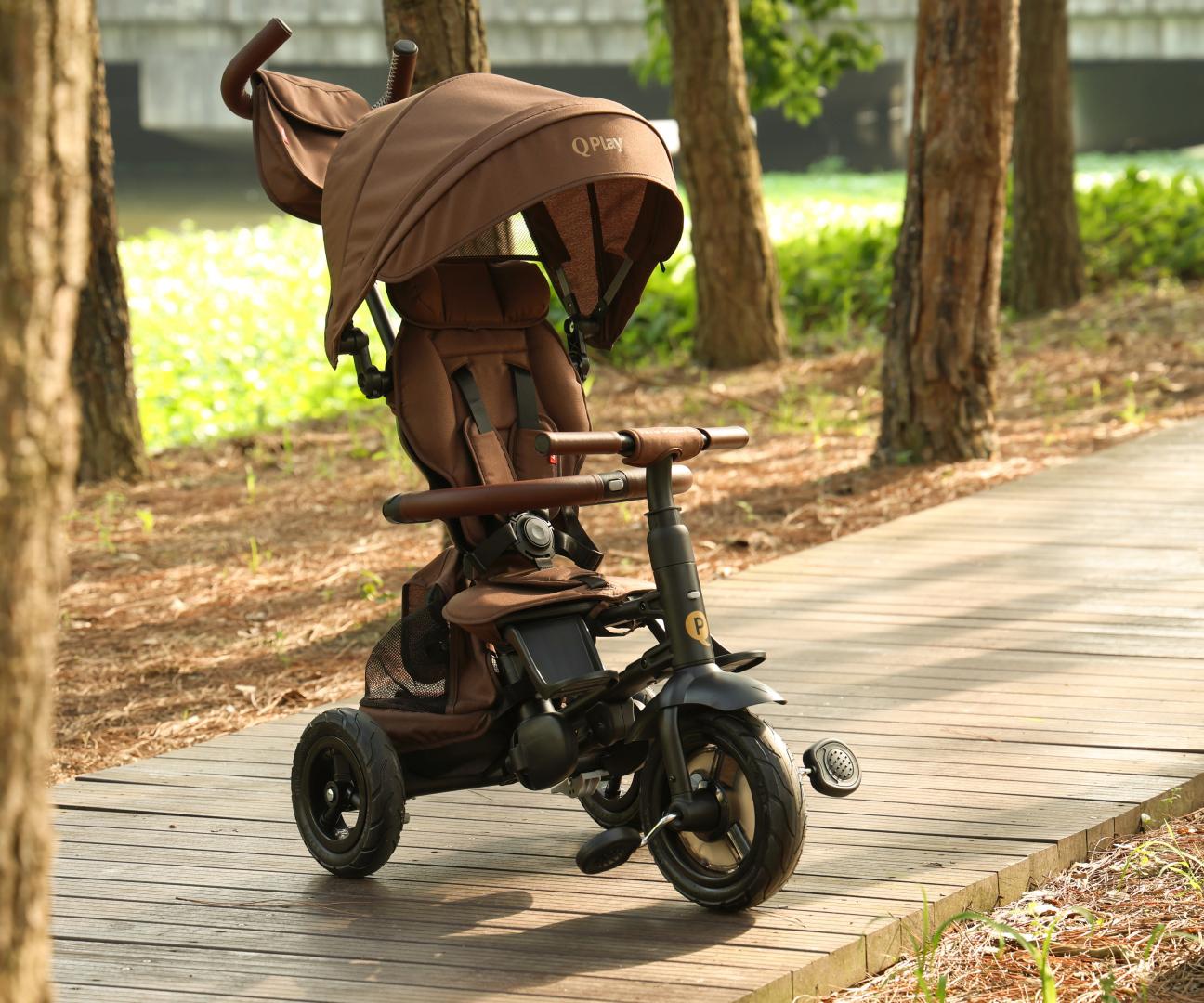 Qplay Rowerek Trójkołowy Rito Deluxe Rubber Brown — zdjęcie 12