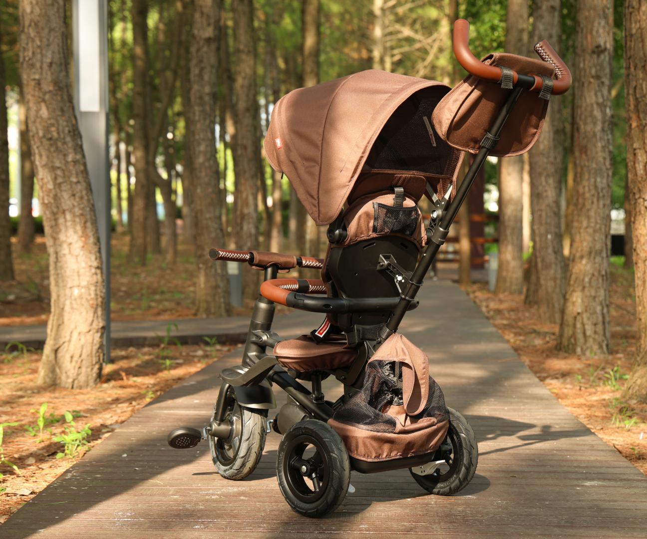 Qplay Rowerek Trójkołowy Rito Deluxe Rubber Brown — zdjęcie 14
