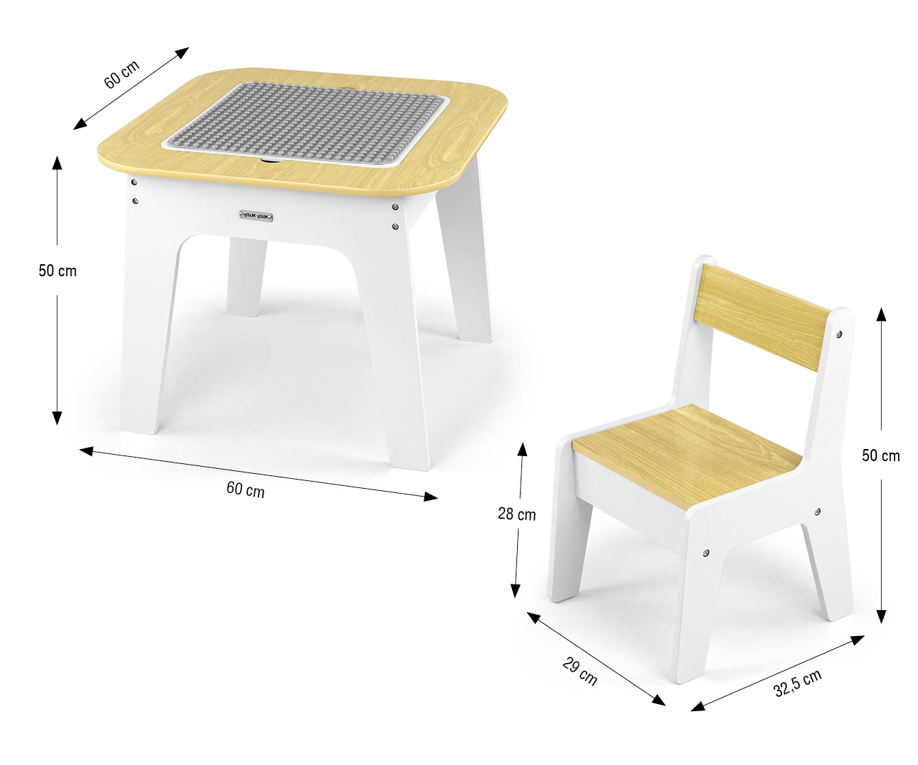 Milly Mally Zestaw mebli Olaf Blocks - Stolik i dwa krzesełka White — zdjęcie 10