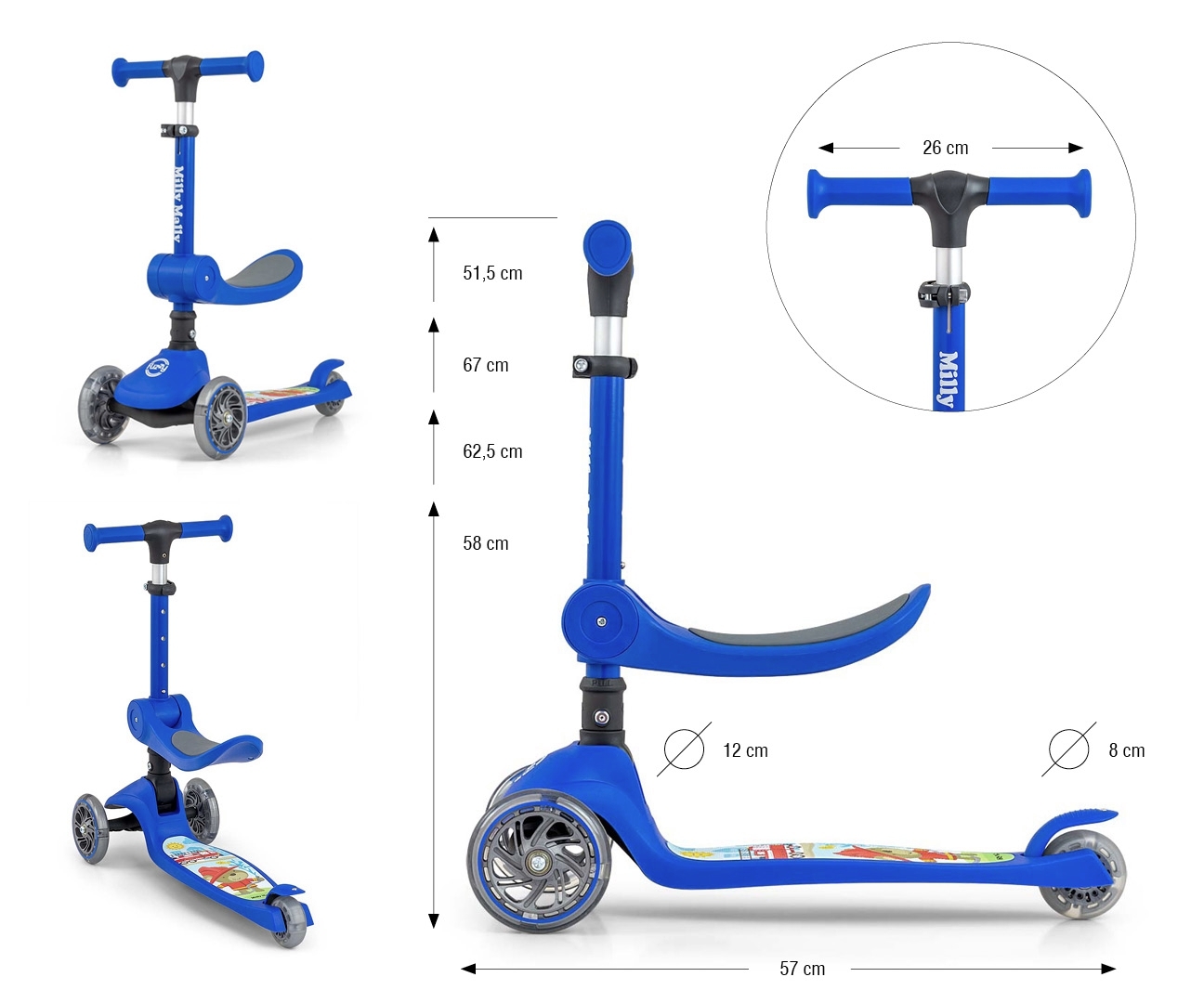Milly Mally Scooter Fuzzy Blue — zdjęcie 11