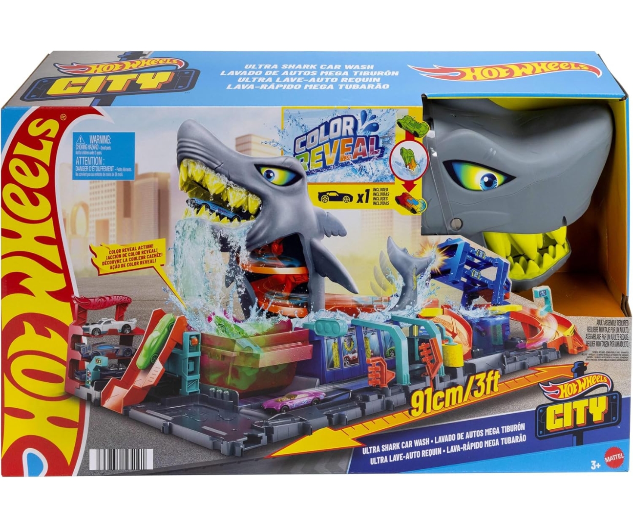 Mattel HTN82 Hot Wheels City Zestaw Ultra Myjnia z Rekinem — zdjęcie 3