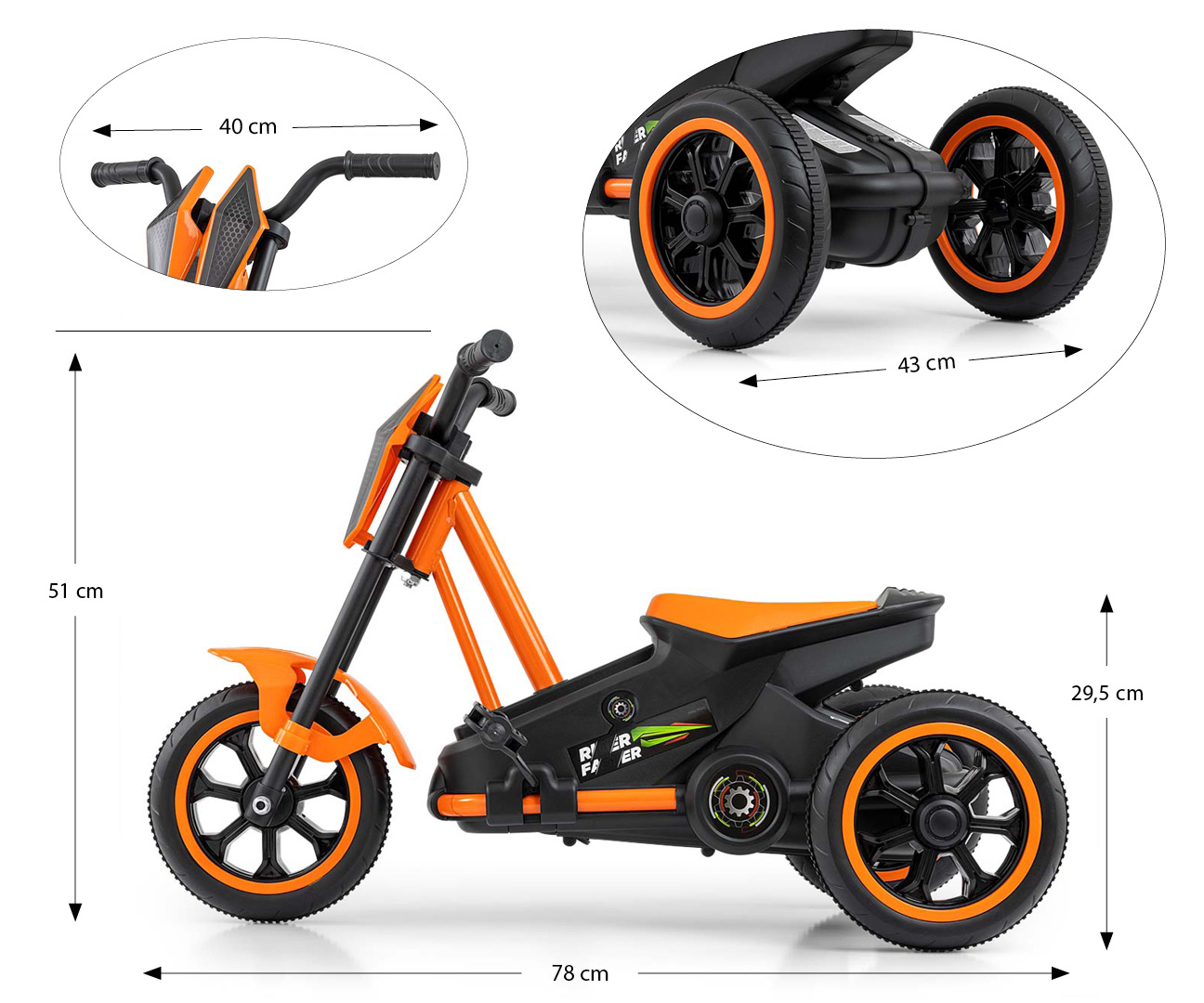 Milly Mally Gokart na pedały Rider Orange — zdjęcie 8