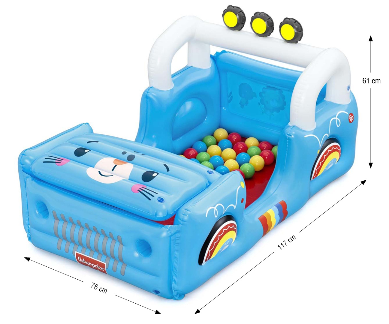 Bestway 93577 Fisher-Price Dmuchany Samochód z piłkami 1.17m x 76cm x 61cm — zdjęcie 9