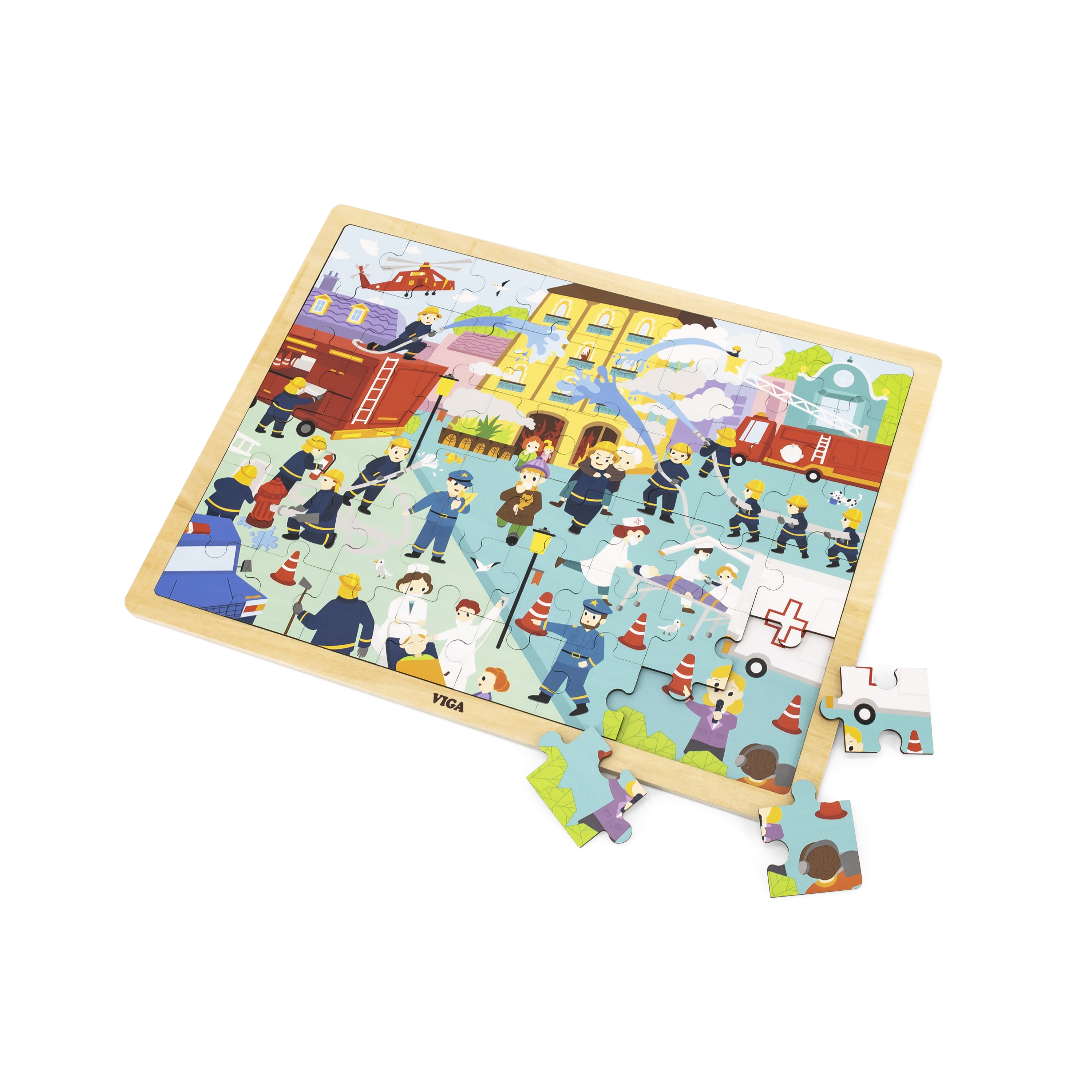 Viga 44581 Puzzle na podkładce 48 elementów - poznajemy pracę strażaka — zdjęcie 2